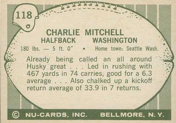 1961 Nu-Cards Football Stars #118 Charlie Mitchell Back