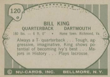 1961 Nu-Cards Football Stars #120 Bill King Back