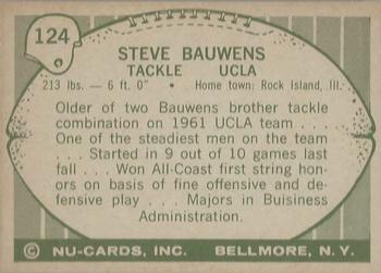1961 Nu-Cards Football Stars #124 Steve Bauwens Back