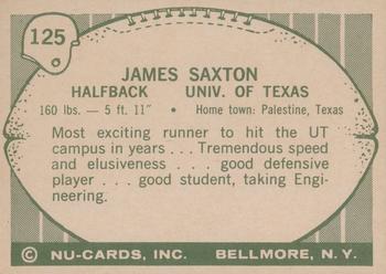 1961 Nu-Cards Football Stars #125 James Saxton Back