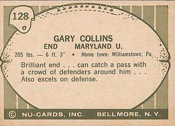 1961 Nu-Cards Football Stars #128 Gary Collins Back