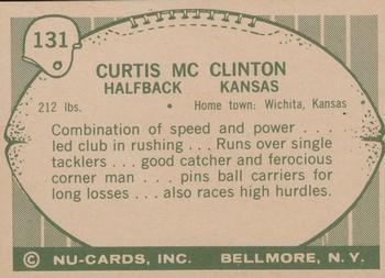 1961 Nu-Cards #131 Curtis McClinton Back