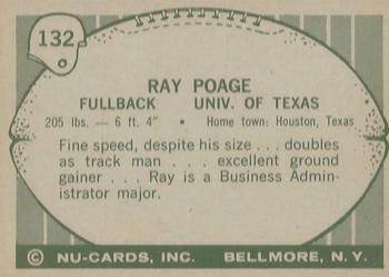1961 Nu-Cards Football Stars #132 Ray Poage Back