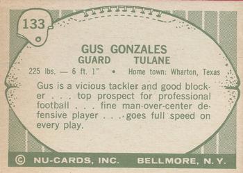 1961 Nu-Cards Football Stars #133 Gus Gonzales Back