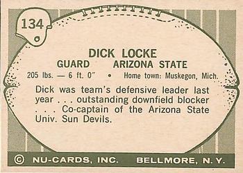 1961 Nu-Cards Football Stars #134 Dick Locke Back