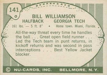 1961 Nu-Cards Football Stars #141 Bill Williamson Back