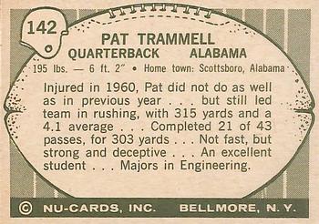1961 Nu-Cards Football Stars #142 Pat Trammell Back