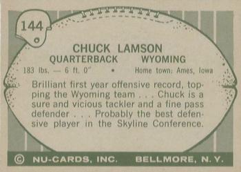 1961 Nu-Cards Football Stars #144 Chuck Lamson Back