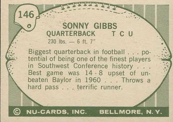 1961 Nu-Cards Football Stars #146 Sonny Gibbs Back