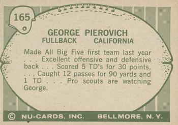 1961 Nu-Cards Football Stars #165 George Pierovich Back