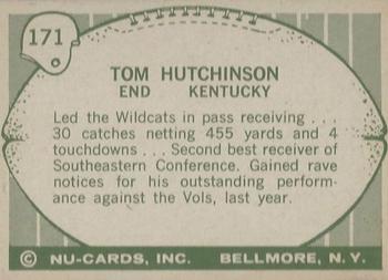 1961 Nu-Cards Football Stars #171 Tom Hutchinson Back