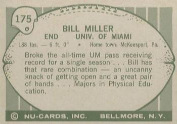 1961 Nu-Cards Football Stars #175 Bill Miller Back