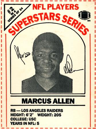 1986 DairyPak NFL Players Superstars Series #2 Marcus Allen Front