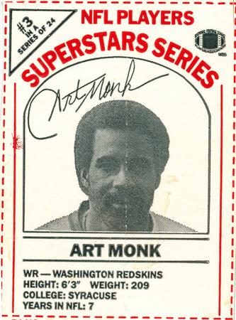 1986 DairyPak NFL Players Superstars Series #3 Art Monk Front