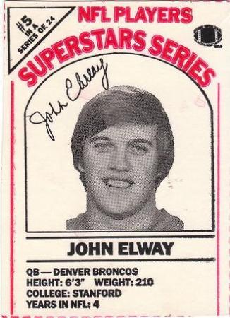 1986 DairyPak NFL Players Superstars Series #5 John Elway Front