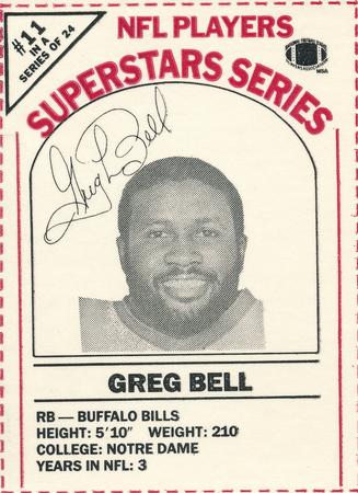 1986 DairyPak NFL Players Superstars Series #11 Greg Bell Front