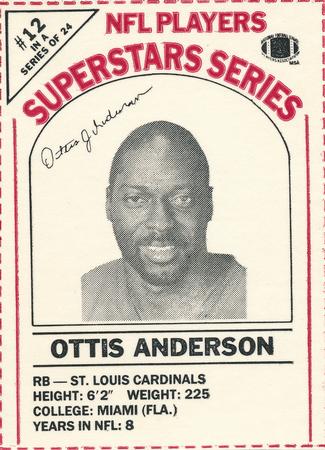 1986 DairyPak NFL Players Superstars Series #12 Ottis Anderson Front