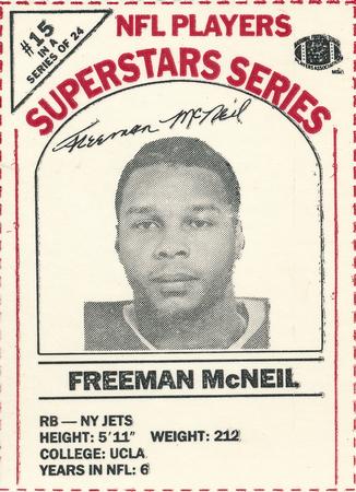 1986 DairyPak NFL Players Superstars Series #15 Freeman McNeil Front