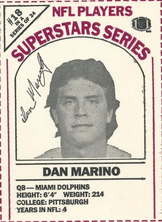 1986 DairyPak NFL Players Superstars Series #18 Dan Marino Front