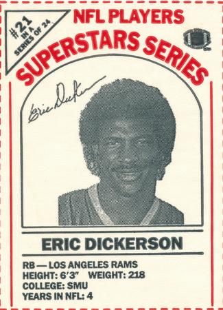 1986 DairyPak NFL Players Superstars Series #21 Eric Dickerson Front