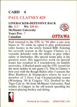1994 JOGO #4 Paul Clatney Back