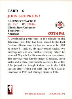 1994 JOGO #6 John Kropke Back