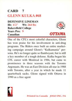 1994 JOGO #7 Glenn Kulka Back