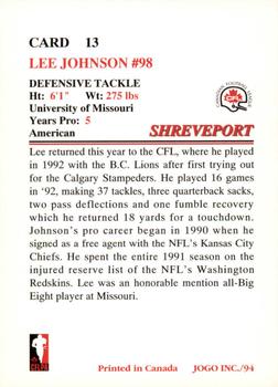 1994 JOGO #13 Lee Johnson Back