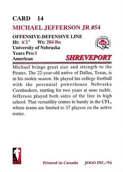 1994 JOGO #14 Michael Jefferson Jr. Back