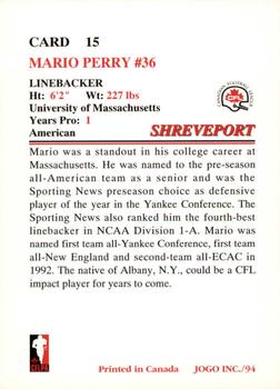 1994 JOGO #15 Mario Perry Back