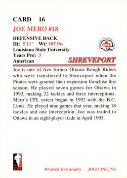 1994 JOGO #16 Joe Mero Back