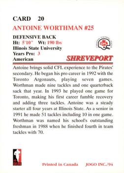 1994 JOGO #20 Antoine Worthman Back
