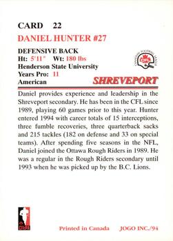 1994 JOGO #22 Daniel Hunter Back