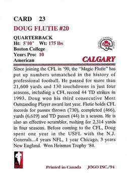 1994 JOGO #23 Doug Flutie Back