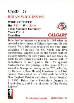 1994 JOGO #28 Brian Wiggins Back
