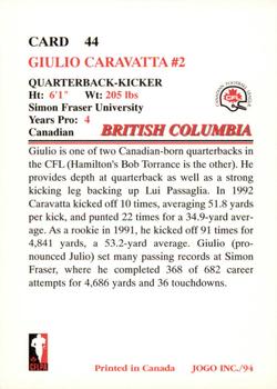 1994 JOGO #44 Giulio Caravatta Back