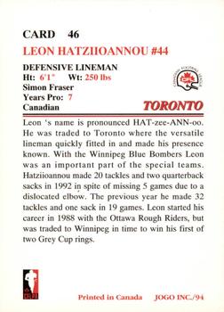 1994 JOGO #46 Leon Hatziioannou Back