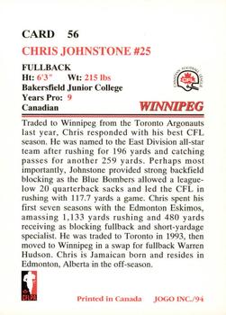 1994 JOGO #56 Chris Johnstone Back