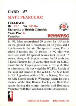 1994 JOGO #57 Matt Pearce Back