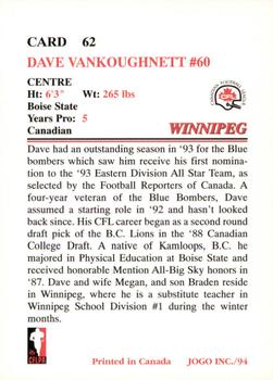 1994 JOGO #62 Dave Vankoughnett Back