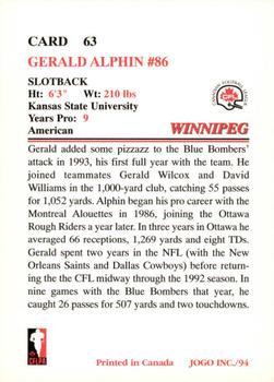 1994 JOGO #63 Gerald Alphin Back