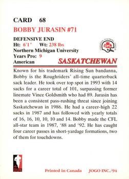 1994 JOGO #68 Bobby Jurasin Back