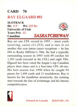 1994 JOGO #70 Ray Elgaard Back