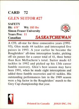 1994 JOGO #72 Glen Suitor Back