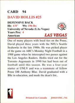 1994 JOGO #94 David Hollis Back