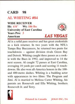 1994 JOGO #98 Al Whiting Back