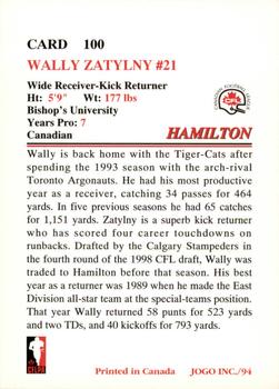 1994 JOGO #100 Wally Zatylny Back