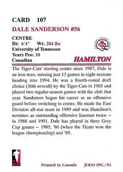 1994 JOGO #107 Dale Sanderson Back