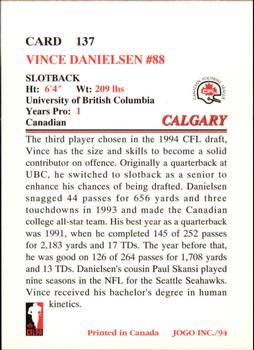 1994 JOGO #137 Vince Danielsen Back