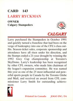 1994 JOGO #143 Larry Ryckman Back